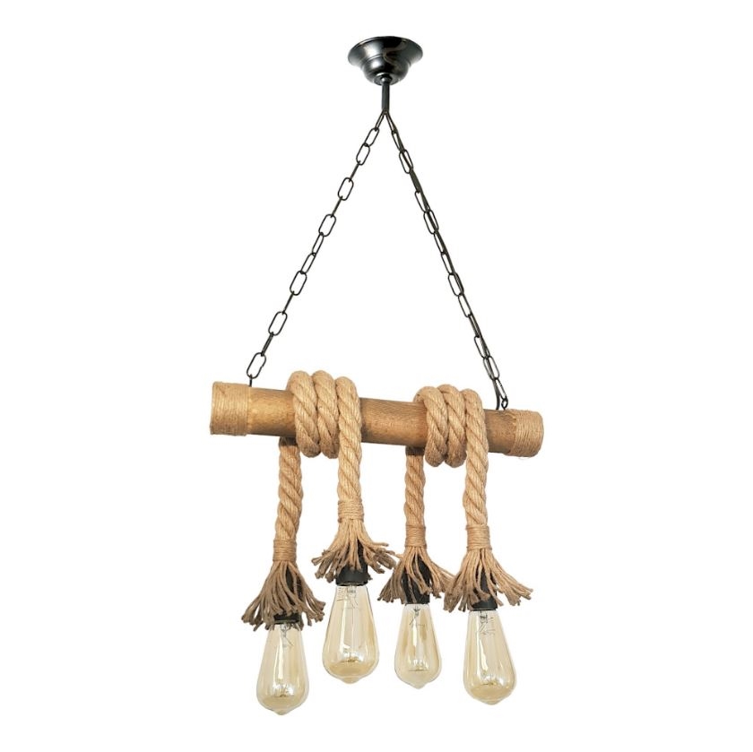 Candeeiro suspenso KOS 4xE27/60W/230V faia - FSC certificado