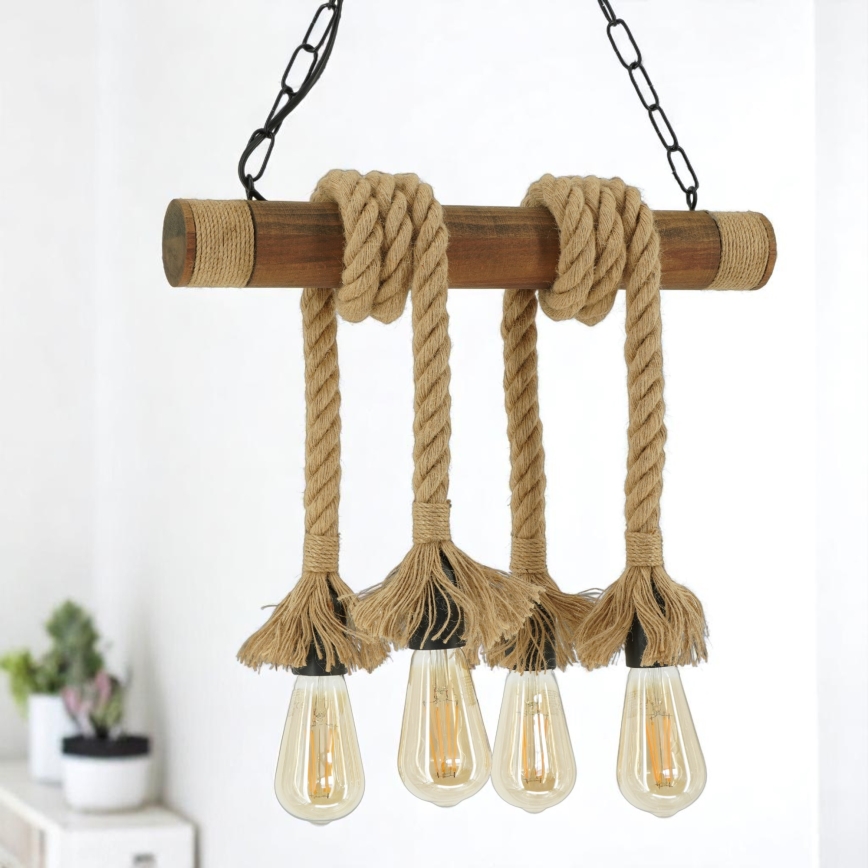 Candeeiro suspenso KOS 4xE27/60W/230V faia - FSC certificado