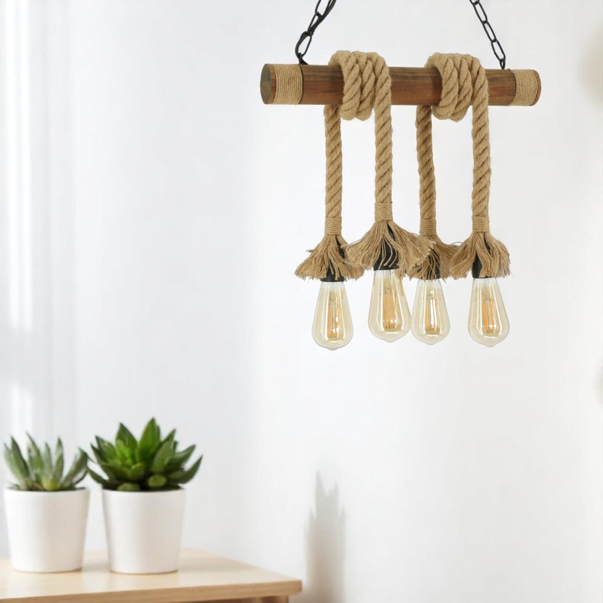 Candeeiro suspenso KOS 4xE27/60W/230V faia - FSC certificado
