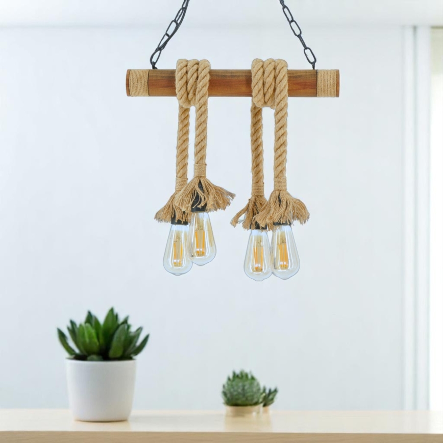 Candeeiro suspenso KOS 4xE27/60W/230V faia - FSC certificado