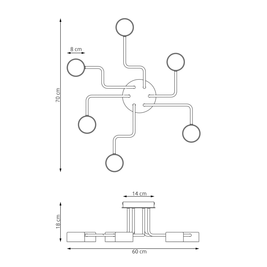 Candeeiro suspenso KURAGE 6xGX53/12W/230V preto