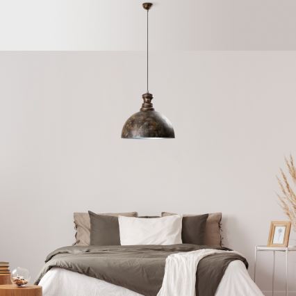 Candeeiro suspenso KURE 1xE27/40W/230V diâmetro 40 cm cinzento