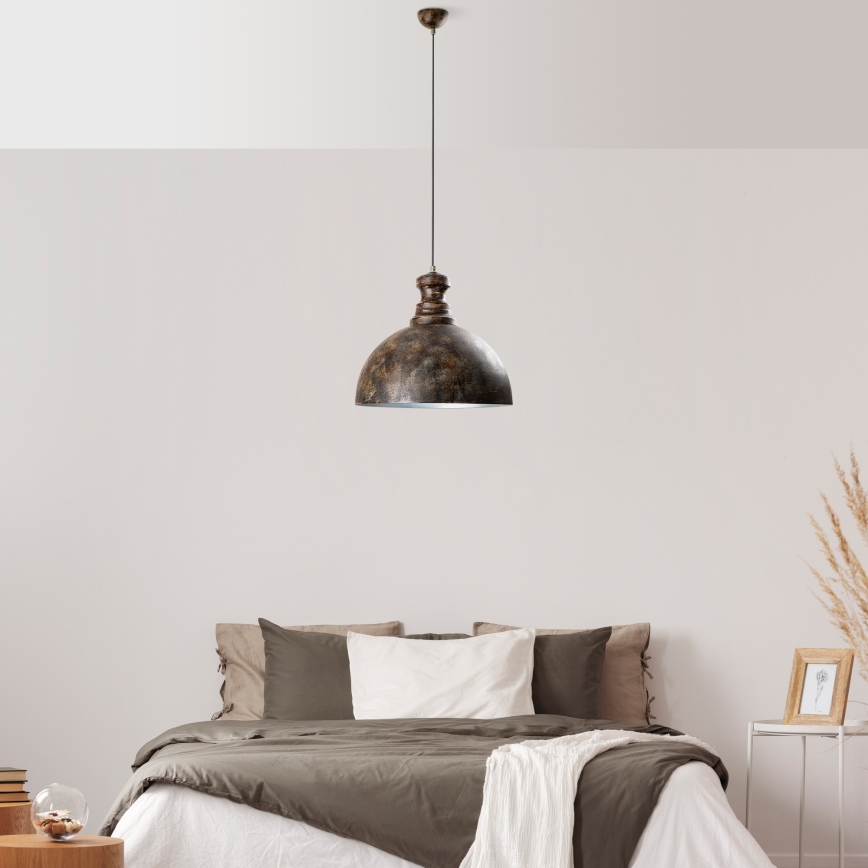 Candeeiro suspenso KURE 1xE27/40W/230V diâmetro 40 cm cinzento