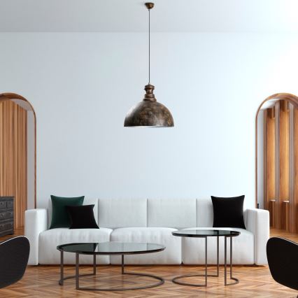 Candeeiro suspenso KURE 1xE27/40W/230V diâmetro 40 cm cinzento