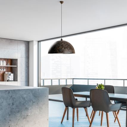 Candeeiro suspenso KURE 1xE27/40W/230V diâmetro 60 cm cinzento