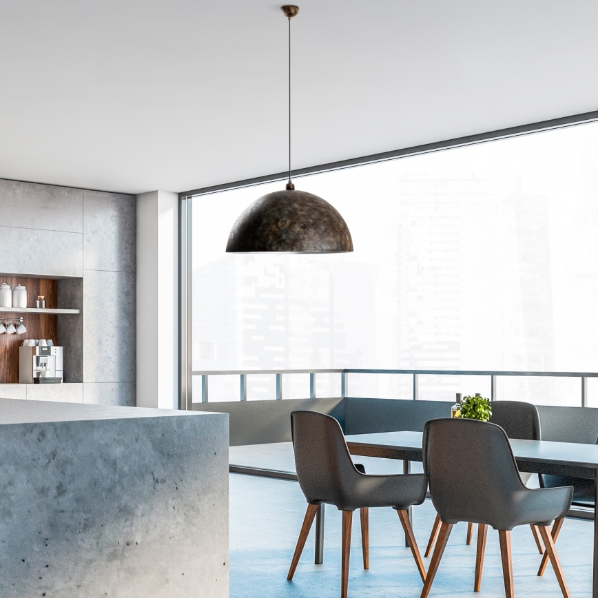 Candeeiro suspenso KURE 1xE27/40W/230V diâmetro 60 cm cinzento