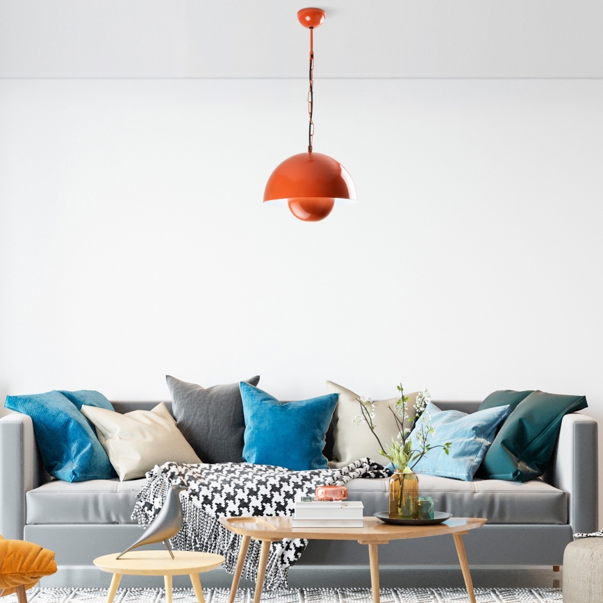 Candeeiro suspenso KURE 1xE27/40W/230V laranja