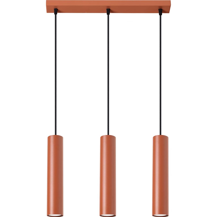 Candeeiro suspenso LAGOS 3xGU10/10W/230V vermelho