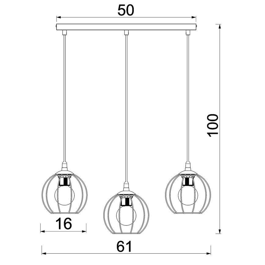 Candeeiro suspenso LAPS 3xE27/15W/230W preto