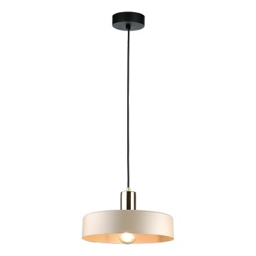 Candeeiro suspenso LATTE 1xE27/60W/230V bege/preto/cromado brilhante