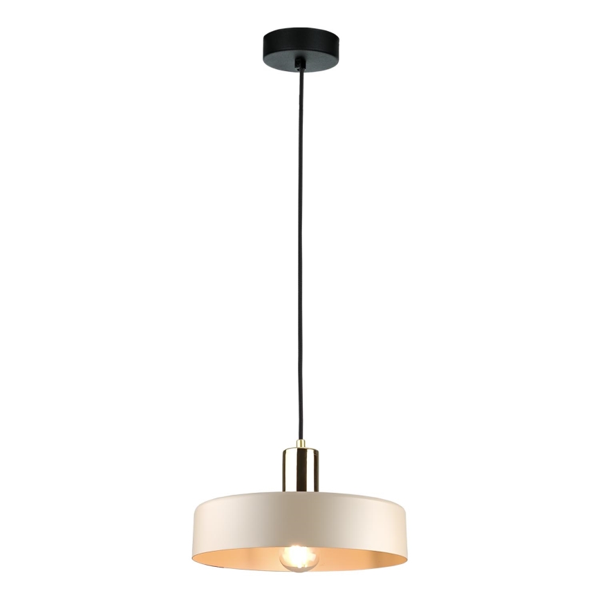 Candeeiro suspenso LATTE 1xE27/60W/230V bege/preto/cromado brilhante