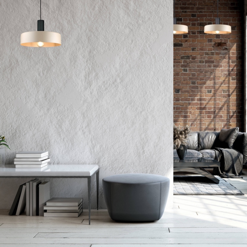Candeeiro suspenso LATTE 1xE27/60W/230V bege/preto