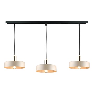 Candeeiro suspenso LATTE 3xE27/60W/230V bege/preto/cromado brilhante