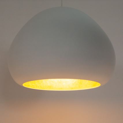 Candeeiro suspenso LAVA 1xE27/15W/230V branco/dourado