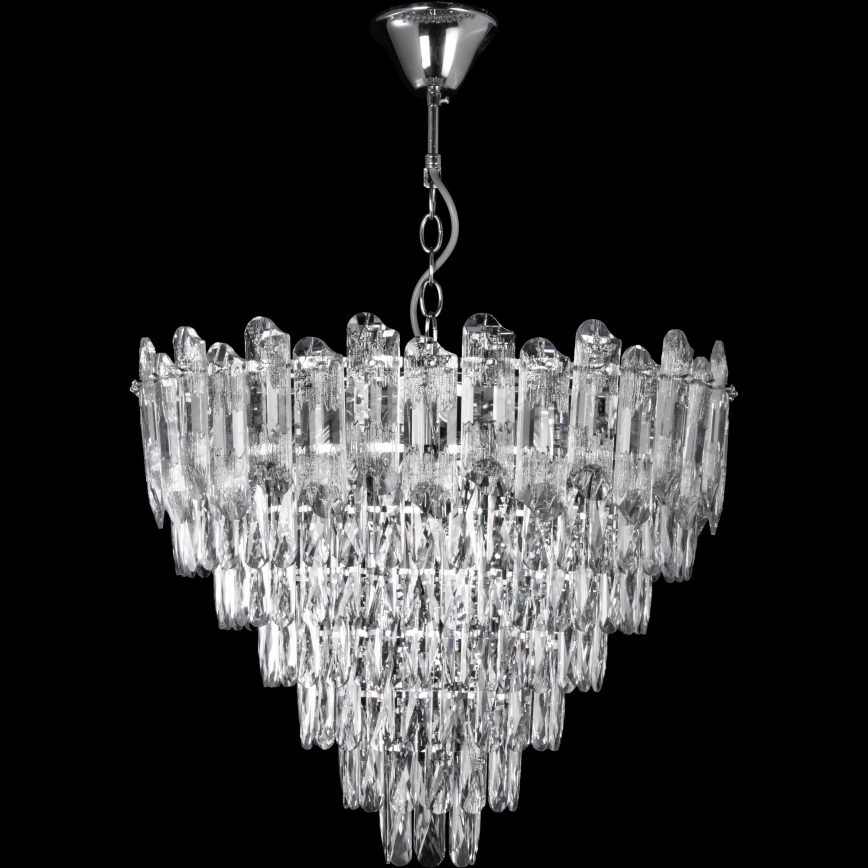 Candeeiro suspenso LED 11xE27/60W/230V + 7xLED/6W diâmetro 60 cm cromado brilhante