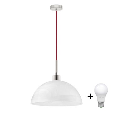 Candeeiro suspenso LED 1xE27/60W/230V branco