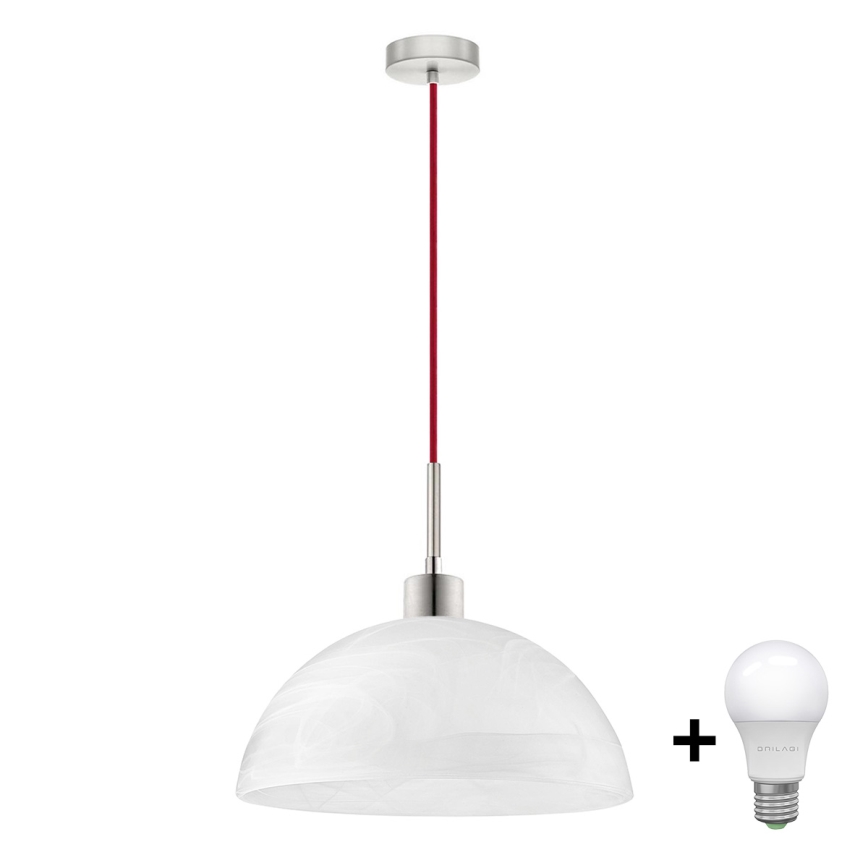 Candeeiro suspenso LED 1xE27/60W/230V branco
