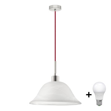Candeeiro suspenso LED 1xE27/60W/230V branco