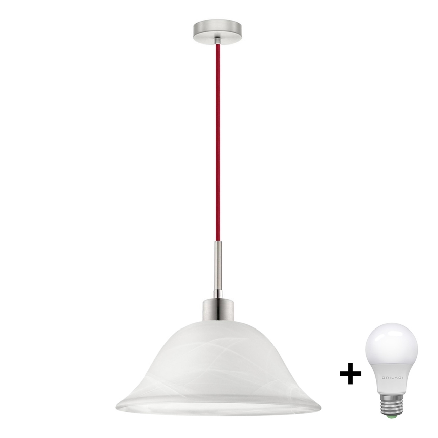 Candeeiro suspenso LED 1xE27/60W/230V branco