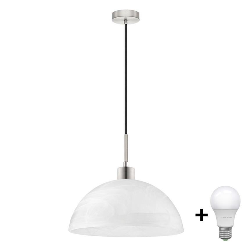 Candeeiro suspenso LED 1xE27/60W/230V branco