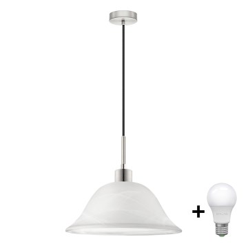 Candeeiro suspenso LED 1xE27/60W/230V branco