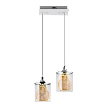Candeeiro suspenso LED 2xLED/5W/230V branco/transparente