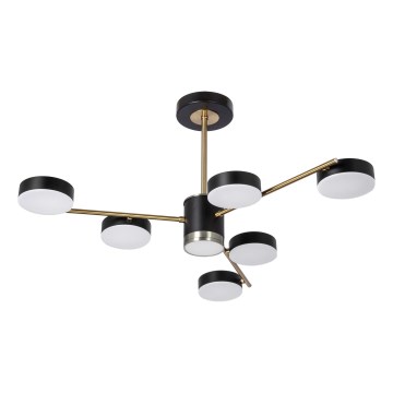 Candeeiro suspenso LED 6xLED/7W/230V + LED/6W 3000 - 6000K diâmetro 69 cm dourado/preto