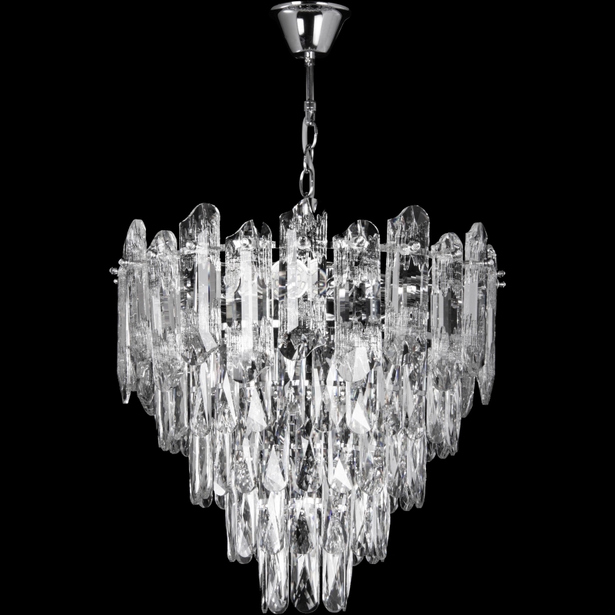 Candeeiro suspenso LED 7xE27/60W/230V + 4xLED/6W diâmetro 40 cm cromado brilhante