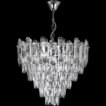 Candeeiro suspenso LED 9xE27/60W/230V + 6xLED/6W diâmetro 50 cm cromado brilhante