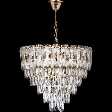 Candeeiro suspenso LED 9xE27/60W/230V + 6xLED/6W diâmetro 50 cm dourado