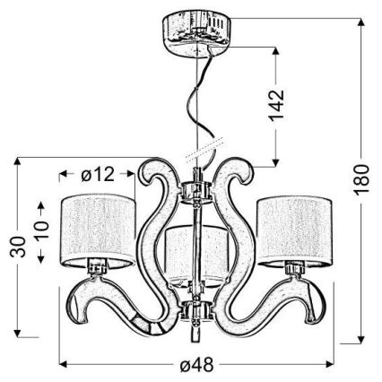 Candeeiro suspenso LED AMBROSIA 3xE14/40W/230V + LED/18,4W cobre