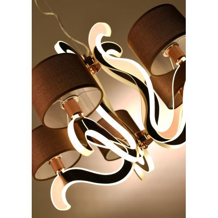 Candeeiro suspenso LED AMBROSIA 5xE14/40W/230V + LED/43W cobre