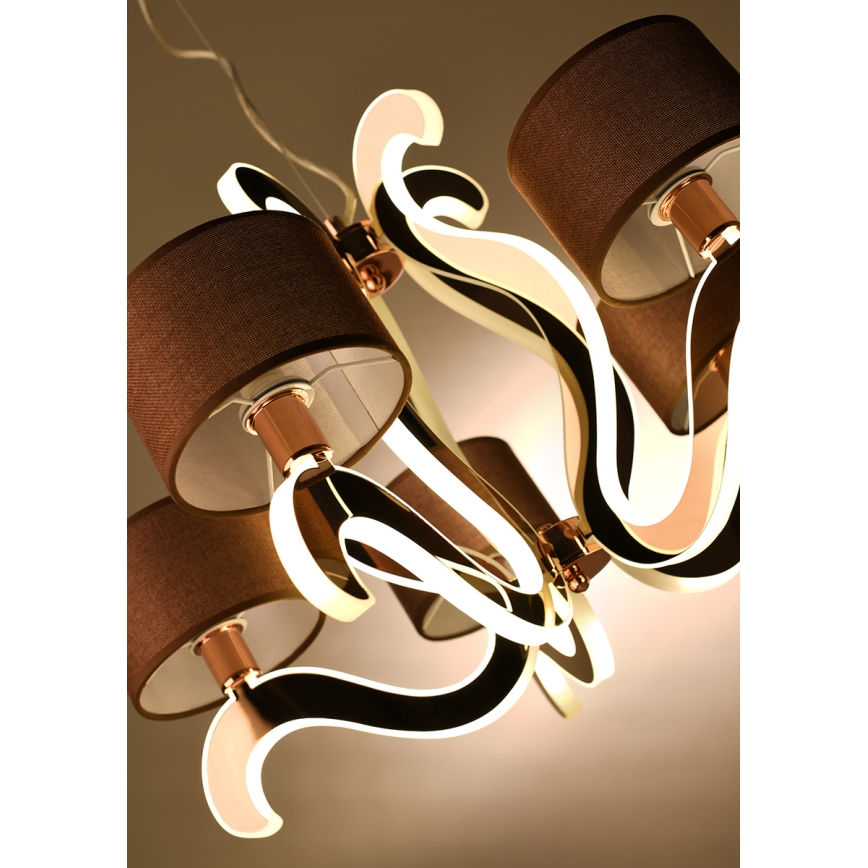 Candeeiro suspenso LED AMBROSIA 5xE14/40W/230V + LED/43W cobre