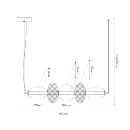Candeeiro suspenso LED ARAME LED/32W/230V preto