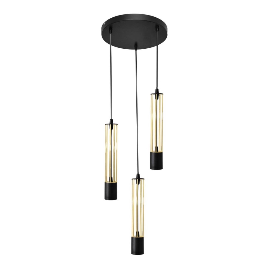 Candeeiro suspenso LED BARS 3xGU10/4,8W/230V preto/dourado