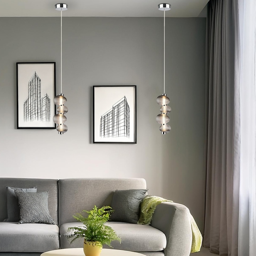 Candeeiro suspenso LED BOLLA LED/17W/230V diâmetro 16 cm cromado brilhante/fumado