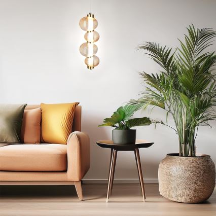 Candeeiro suspenso LED BOLLA LED/17W/230V diâmetro 16 cm dourado/fumado