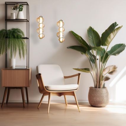 Candeeiro suspenso LED BOLLA LED/17W/230V diâmetro 16 cm dourado/fumado