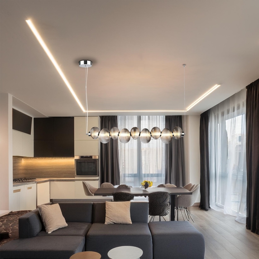 Candeeiro suspenso LED BOLLA LED/32W/230V cromado brilhante/fumado