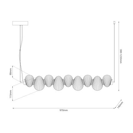 Candeeiro suspenso LED BOLLA LED/32W/230V cromado brilhante/fumado