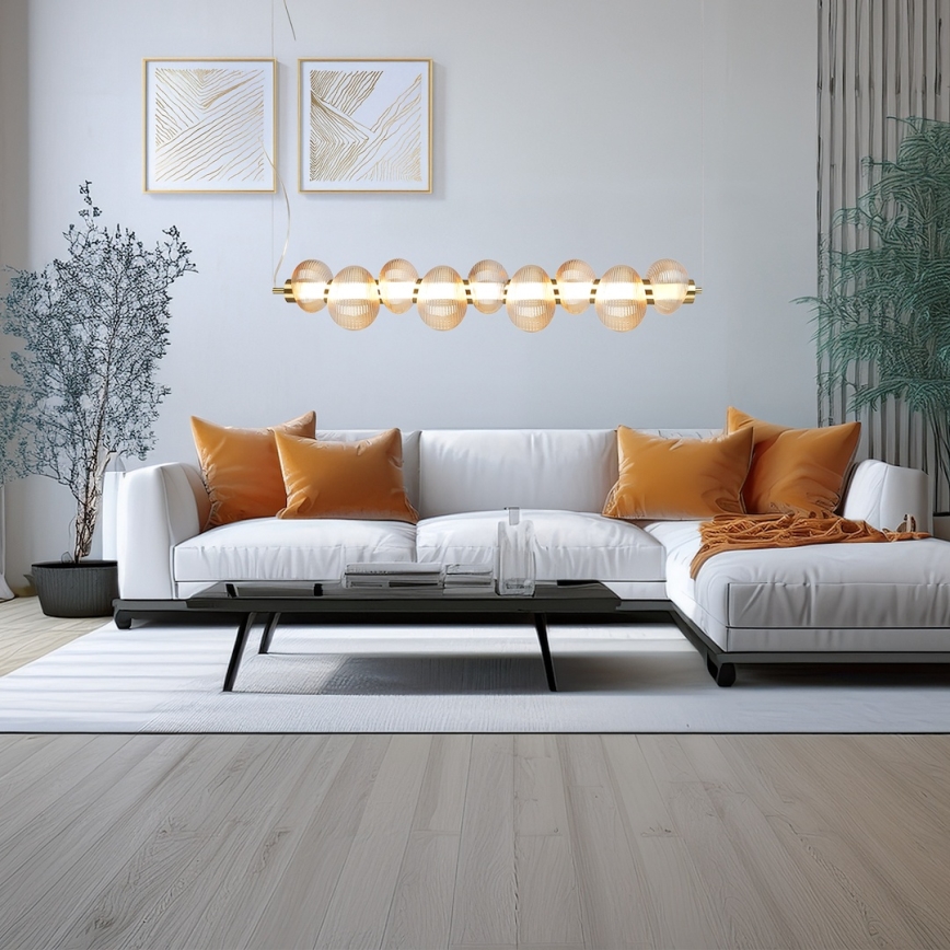 Candeeiro suspenso LED BOLLA LED/32W/230V dourado/fumado