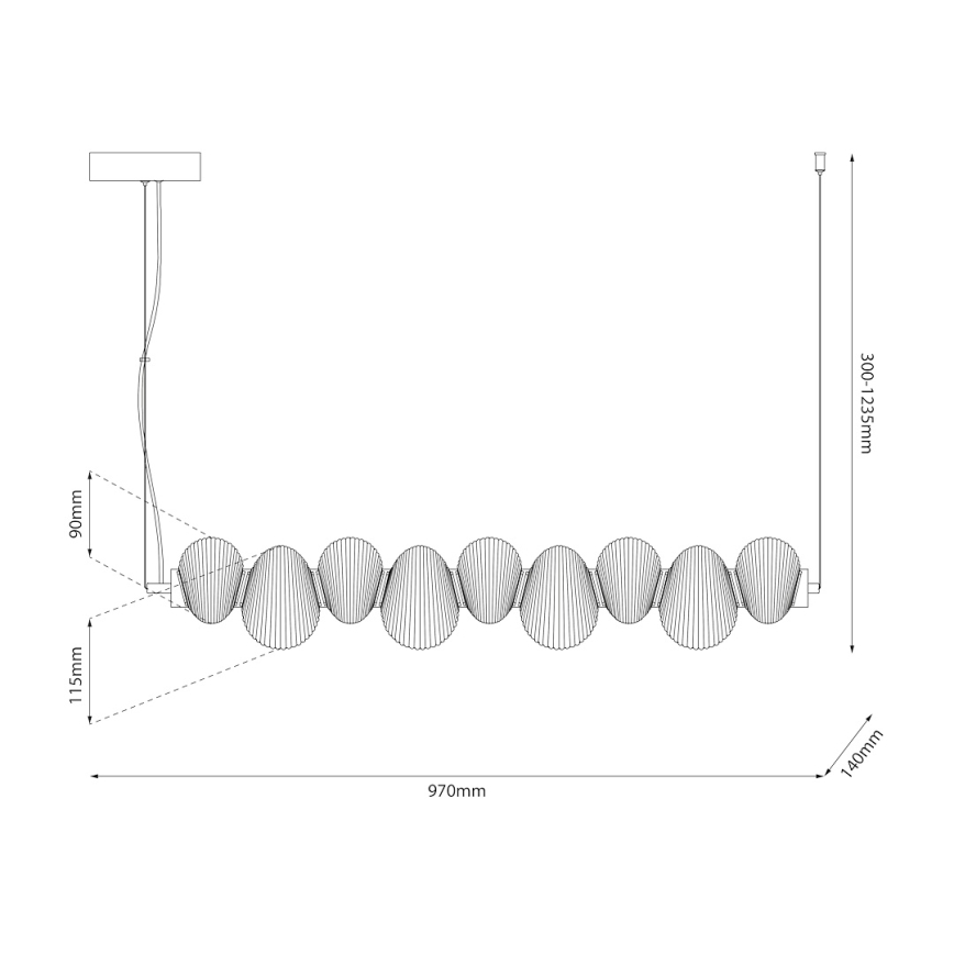 Candeeiro suspenso LED BOLLA LED/32W/230V dourado/fumado