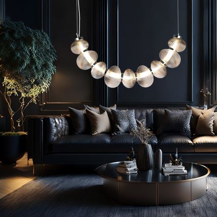 Candeeiro suspenso LED BOLLA LED/36W/230V cromado brilhante/fumado