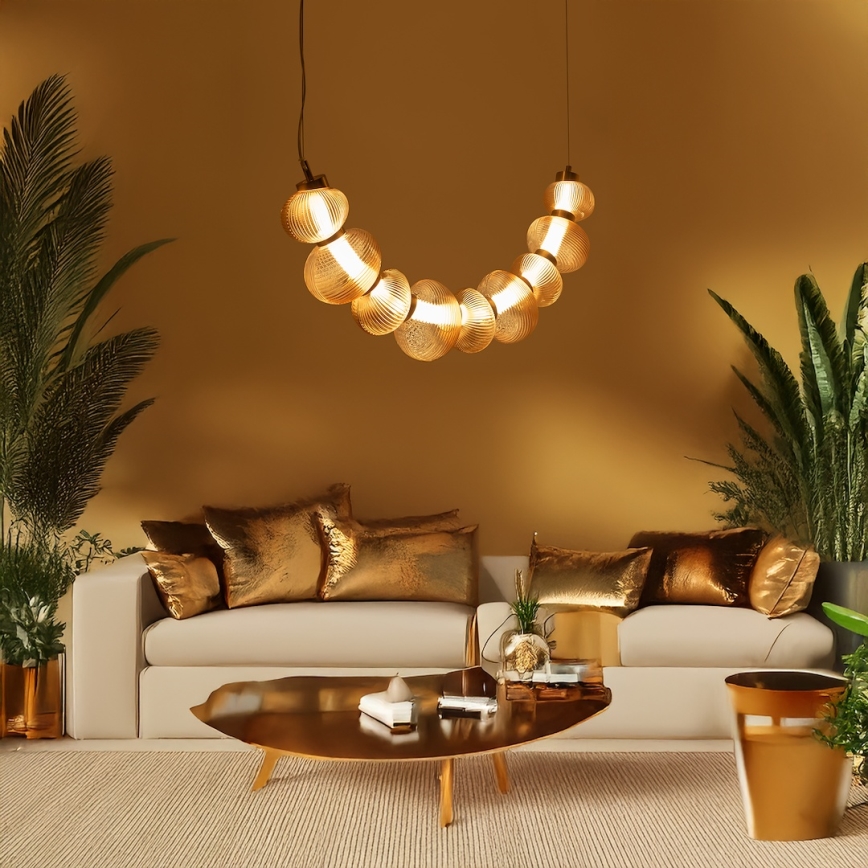 Candeeiro suspenso LED BOLLA LED/36W/230V dourado/fumado
