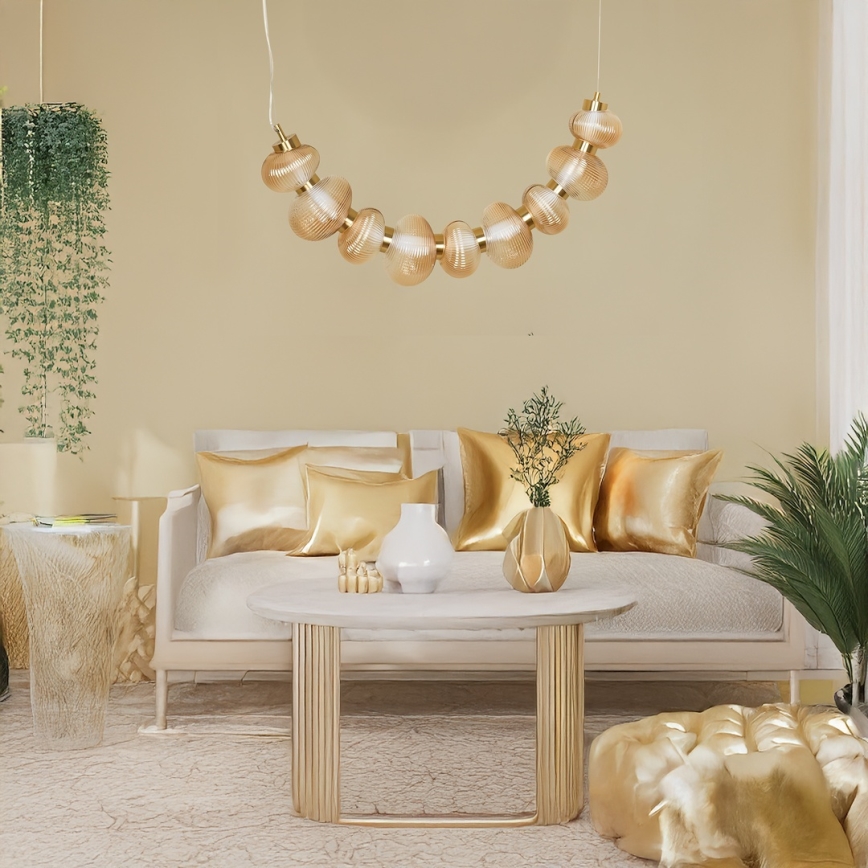 Candeeiro suspenso LED BOLLA LED/36W/230V dourado/fumado