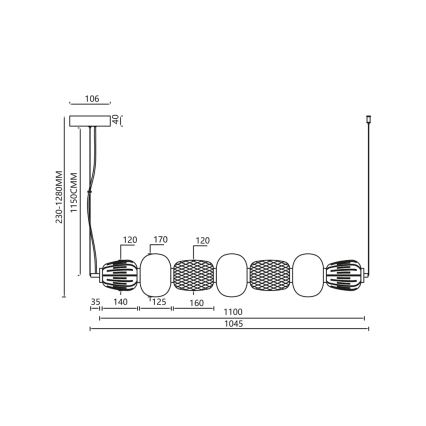 Candeeiro suspenso LED CARO LED/42W/230V cromado brilhante