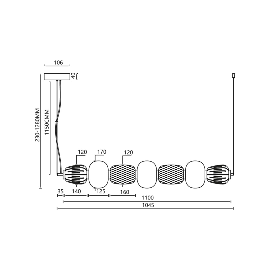 Candeeiro suspenso LED CARO LED/42W/230V cromado brilhante