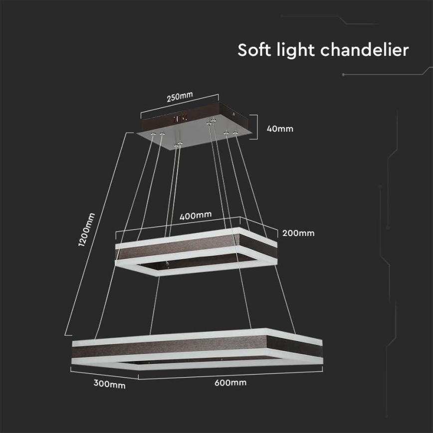 Candeeiro suspenso LED com regulação LED/113W/230V 3000K castanho