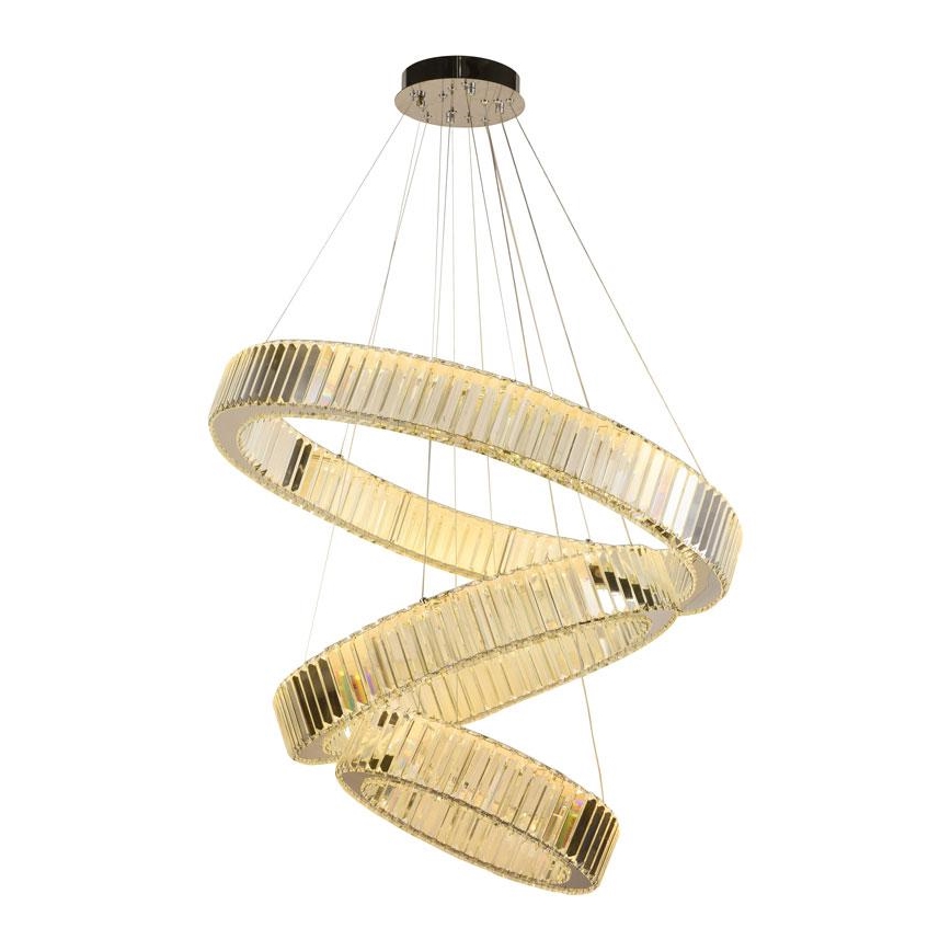 Lustre de cristal regulável num fio LED/115W/230V 3000-6500K cromado brilhante + comando