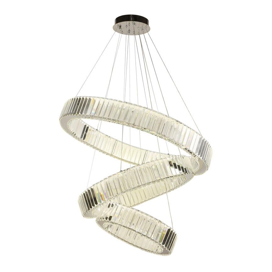 Lustre de cristal regulável num fio LED/115W/230V 3000-6500K cromado brilhante + comando